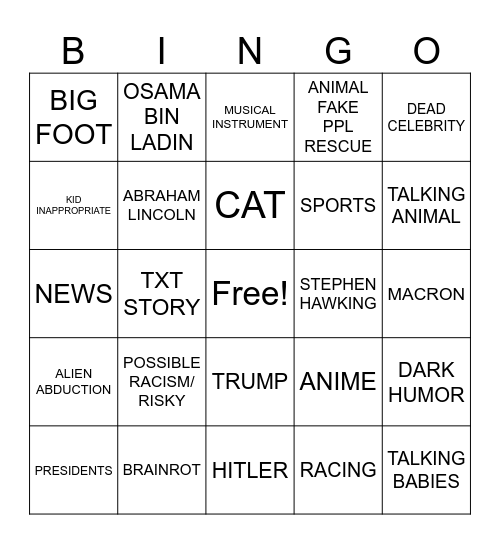 SORA AI Bingo Card