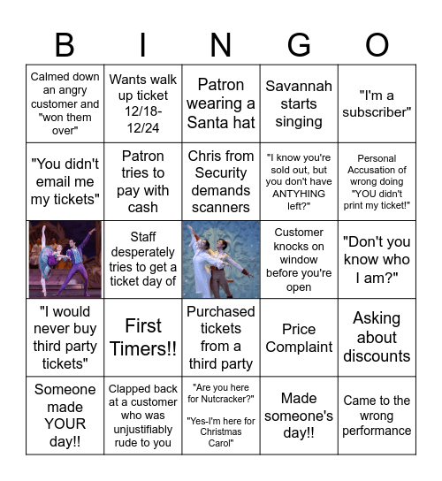 Nutcracker Bingo Card