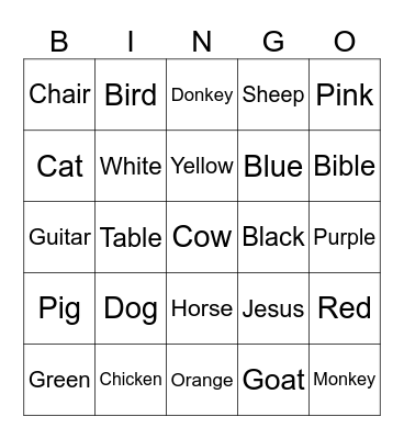 English für Kids Bingo Card