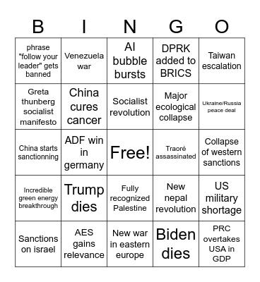 2026 bingo Card