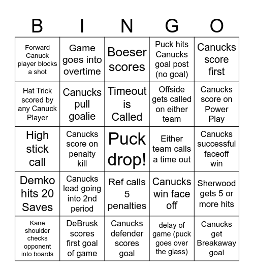 2025-26 Molson Game Day Live Bingo Card