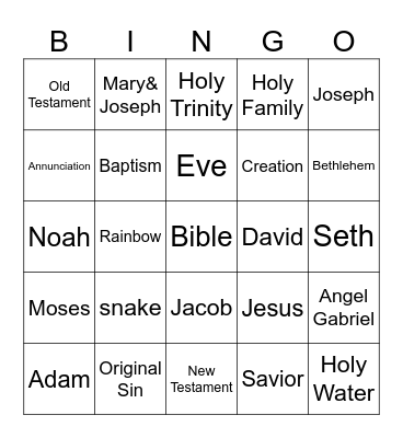 Bible Bingo Card