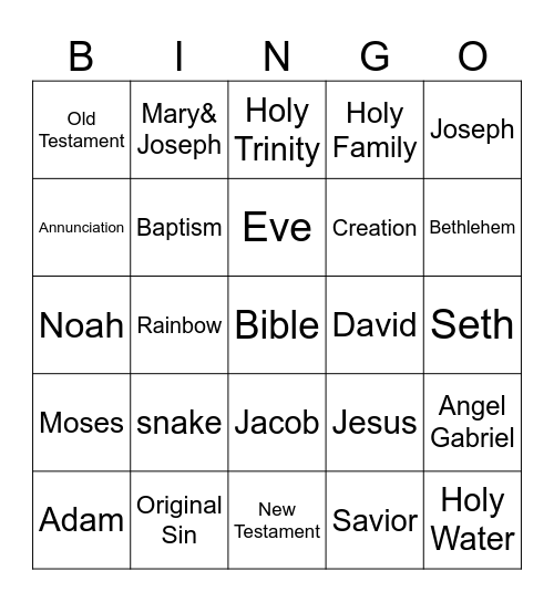 Bible Bingo Card