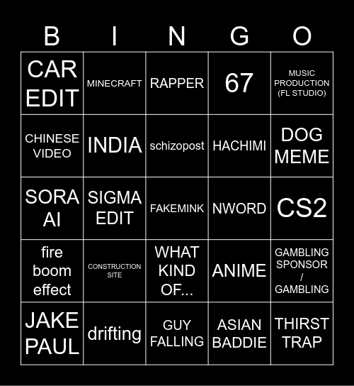 IG BINGOO Bingo Card