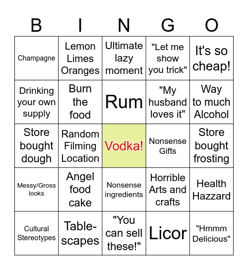 Sandra Lee Bingo Card