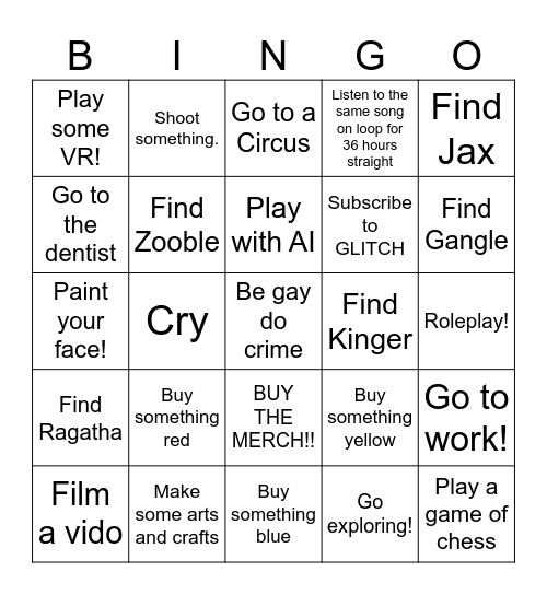 My Bingo for some reason Bingo Card