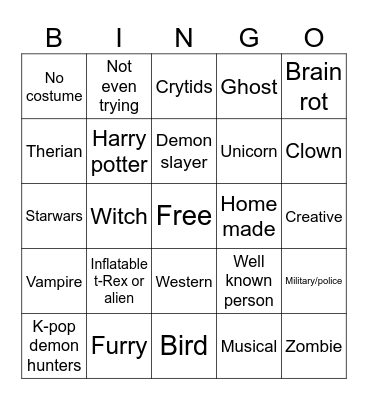 Halloween Bingo Card