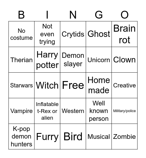 Halloween Bingo Card
