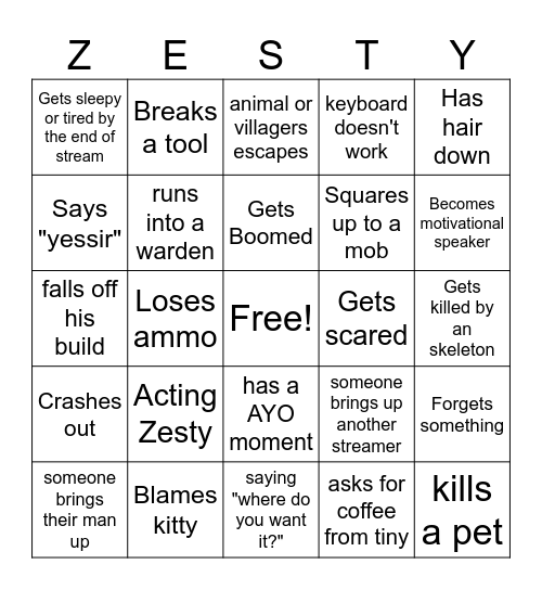 Glazer Bingo Card