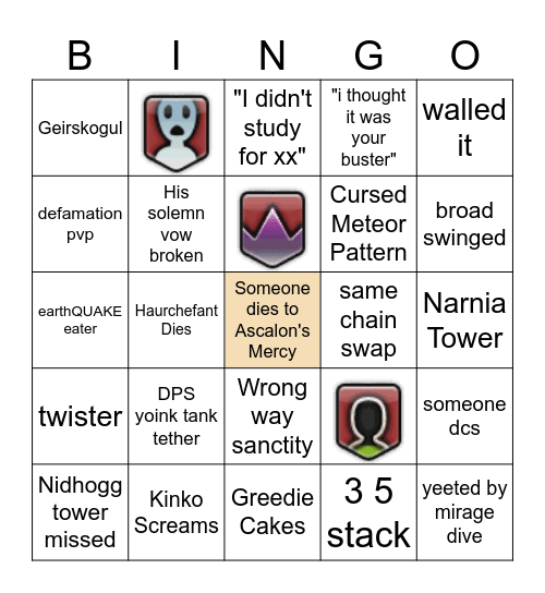 DSR Shenanigans Bingo Card