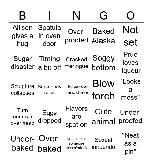 Bake off Bingo! Bingo Card