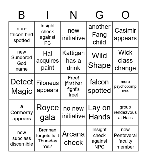 I thought this was going to be a promotion, not a reunion [Critical Role 4.03] Bingo Card