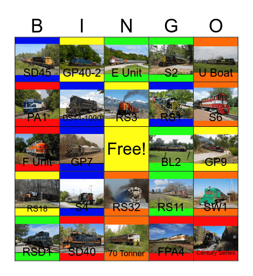 Preserved Diesels in the U.S.A and Canada Bingo Card