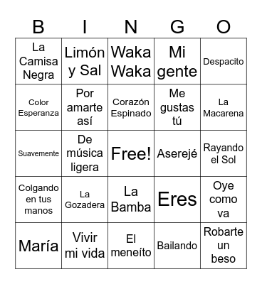 BINGO MUSICAL Bingo Card