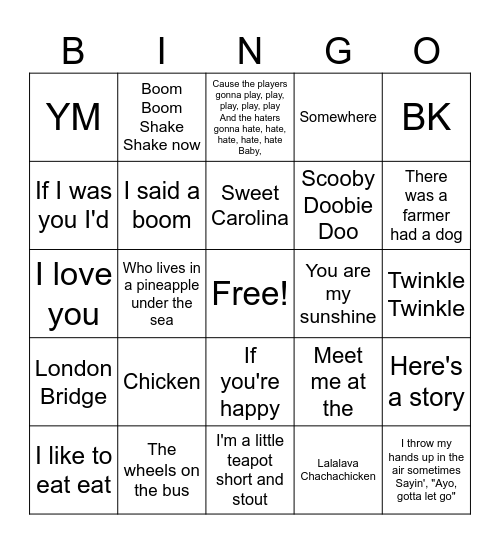 Slammer & Friends Bingo Card