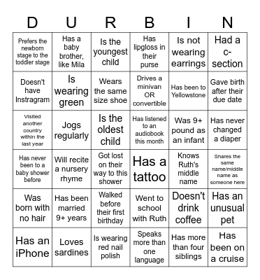 Baby Boy Bingo Card