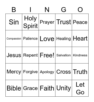 Forgiveness Bingo Card