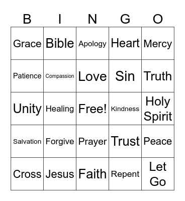 Forgiveness Bingo Card