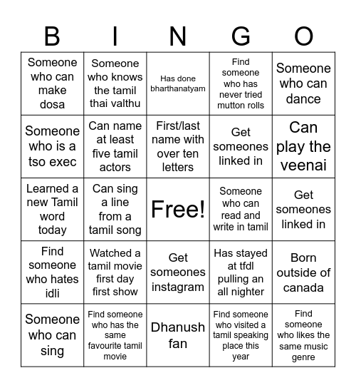 TSO BINGO Card