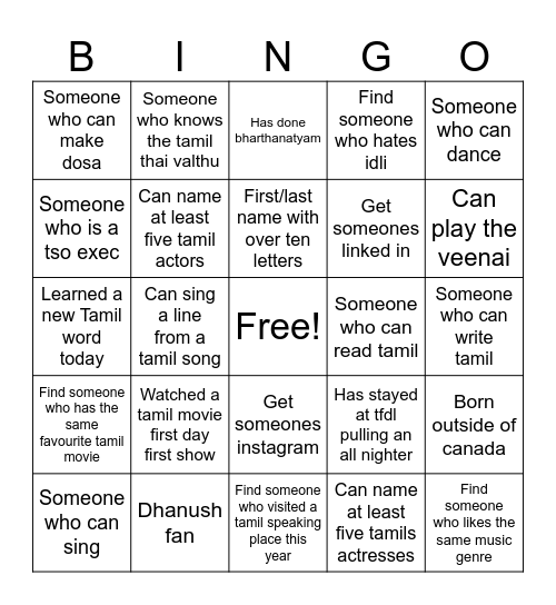 TSO BINGO Card