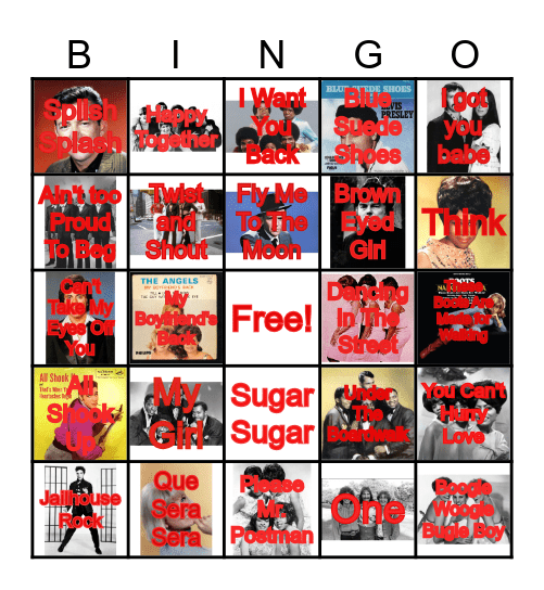 Golden Oldies Bingo Card