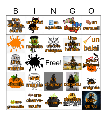 Halloween - French Bingo Card