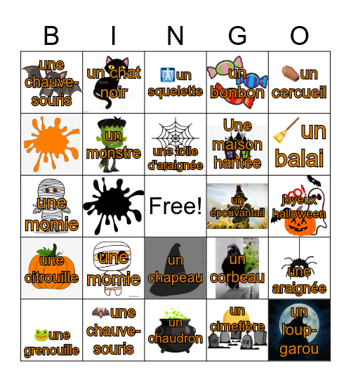 Halloween - French Bingo Card