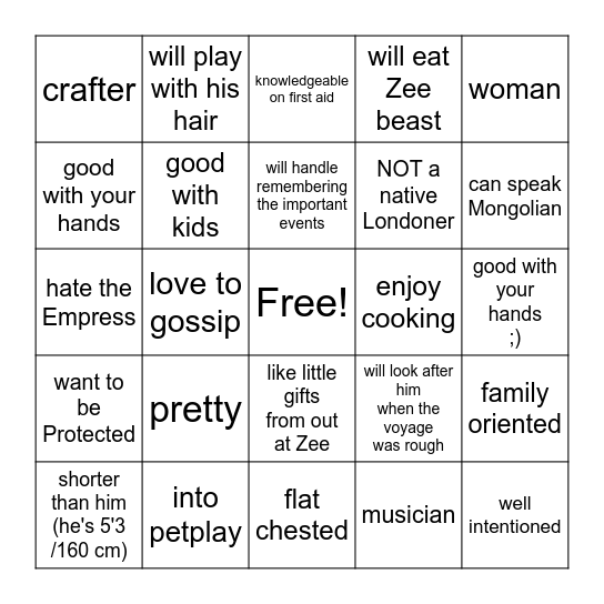 are you Bolormaa's type??? Bingo Card