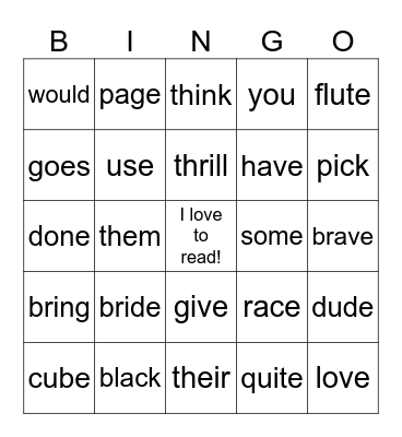 Phonics Review BINGO! Bingo Card