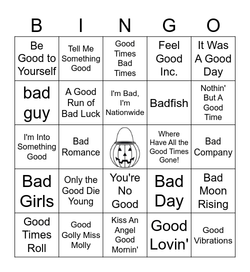 GOOD & BAD Bingo Card