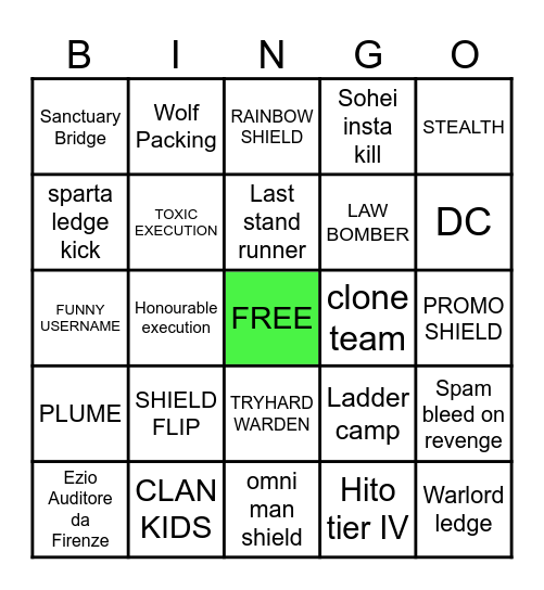 FOR HONOR BINGO Card