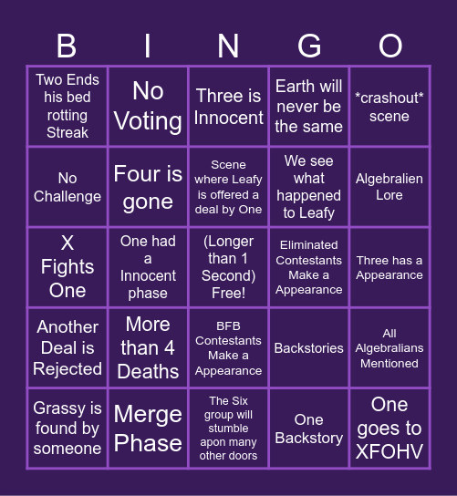 TPOT 20 BINGO PREDICTIONS Bingo Card