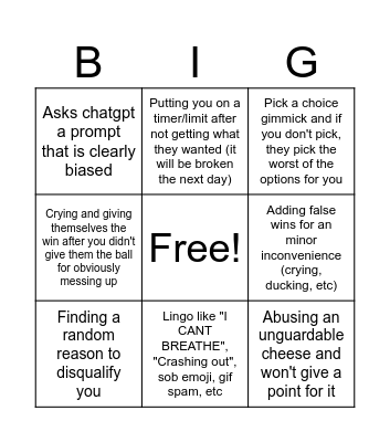 Cope Klan Bait Gimmicks Bingo Card