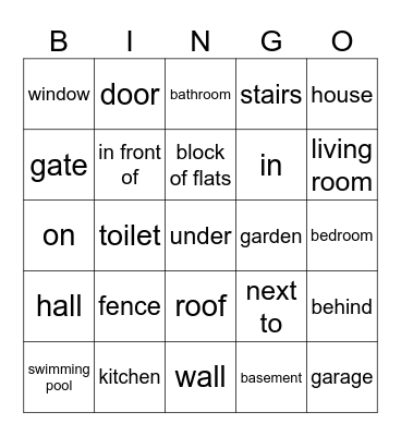 My house Bingo Card