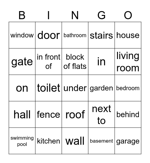 My house Bingo Card