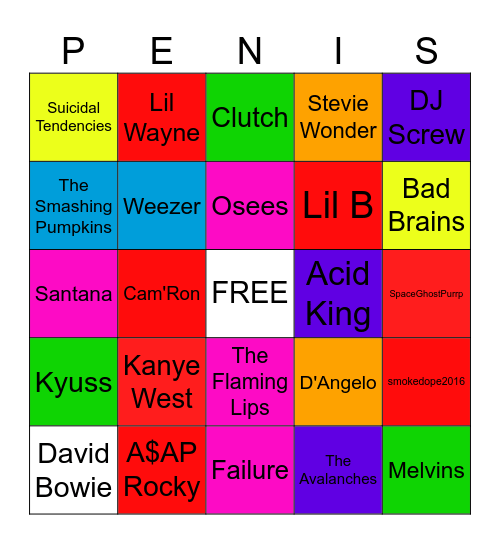 napocore MUSIC EDITION BINGO Card