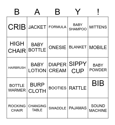 BABY SHOWER Bingo Card