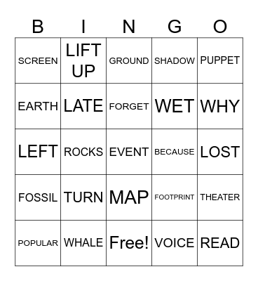 Sentence BINGO Card