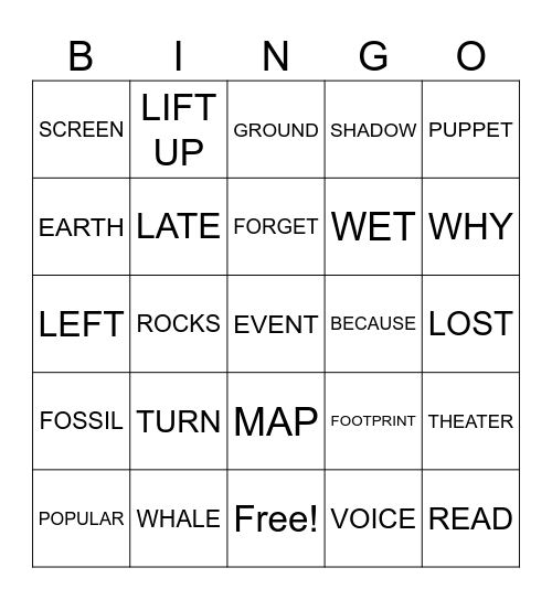 Sentence BINGO Card