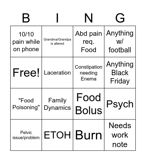 Thanksgiving Bingo Card