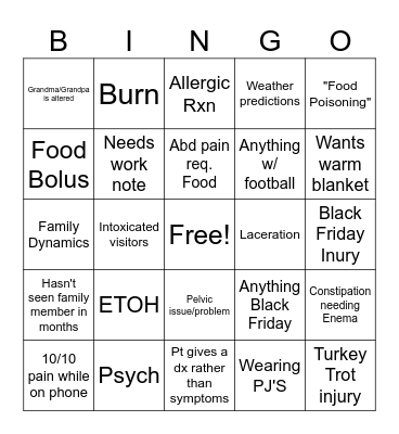 Thanksgiving Bingo Card