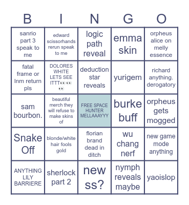 OCTOBER LIVESTREAM Bingo Card