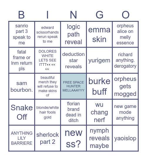 OCTOBER LIVESTREAM Bingo Card