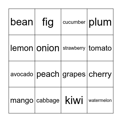 Eating the Alphabet Bingo Card