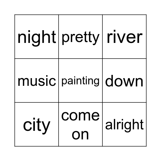 Princess and the Frog Bingo Card