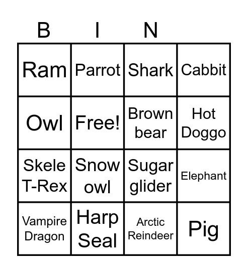 Adopt Me DP Bingo Card