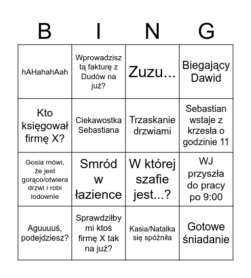 BINGO Know-How Bingo Card