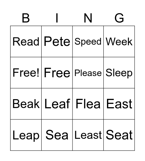 Bingo! Bingo Card
