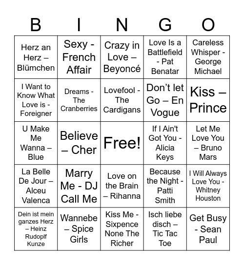 Liebesbingo Card