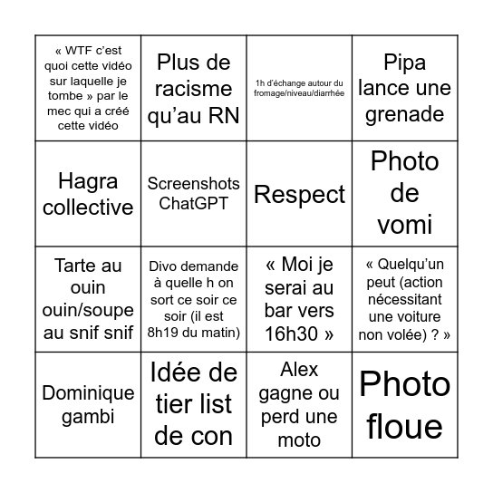 Weekly bingo card virile Bingo Card
